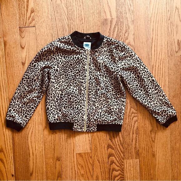 Old Navy Leopard Print Bomber Tan Black Jacket Lightweight Girl’s Size L (10-12) - Picture 11 of 11